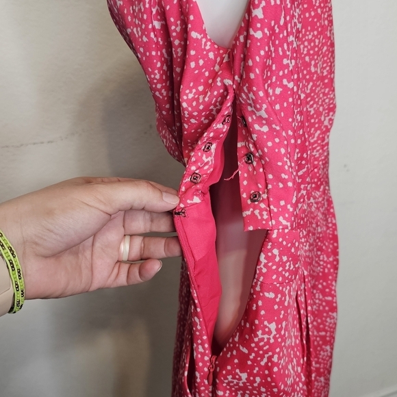 BCBG Generation Raspberry Pink Printed Dress Size 4 V-Neck BCBGeneration - Picture 7 of 10